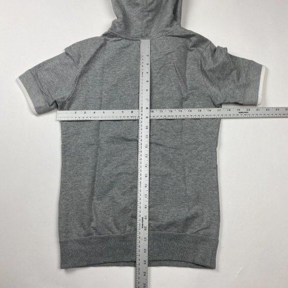Nike Short Sleeve Full Zip Hoodie Womens Small Gray Drawstrings 465693 063 - Picture 9 of 11